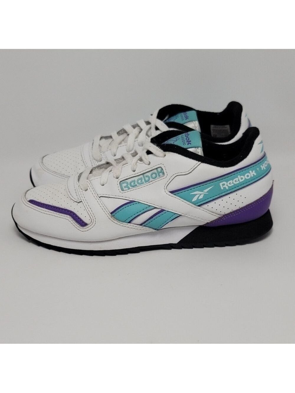 Reebok Classics Unisex Big Kids Leather Ripple MU  Sneaker White Purple Size 4